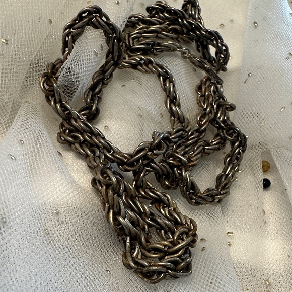 Tarnished sterling Silver rope chain Necklace - Picture 5 of 7